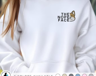 Felpa ricamata Shiba Inu, girocollo minimalista per amanti dei cani, regalo carino per mamma di cani, pullover Shiba accogliente, felpa divertente per cani, la faccia di Nope