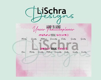 Family planner in 7 colors / meal plan and cleaning plan Download PDF to print out printable