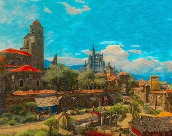 Decorazione murale fantasy ispirata a Witcher 3, download digitale, arte stampabile di Toussaint