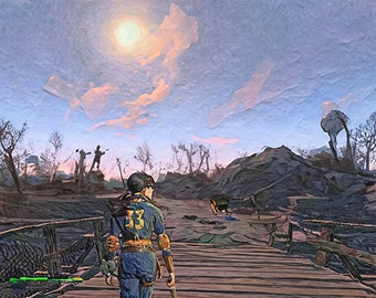 Fallout 4 Canvas Art Print: Sanctuary Exit, Wasteland Home Decor
