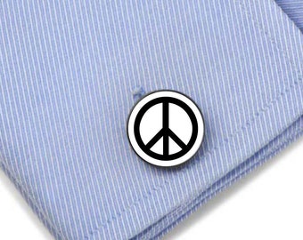 Peace Symbol Cufflinks, Silver Wedding Cufflinks, Silver Groom Cufflinks, Silver Peace Cuff Links, Sterling Silver Handmade Cufflinks