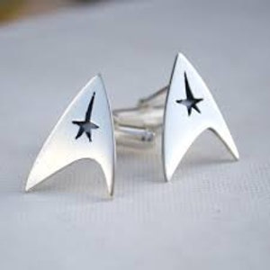Star trek Silver cufflinks, Original Series Command Insignia, Geek Nerd Cufflinks Gamer Gift