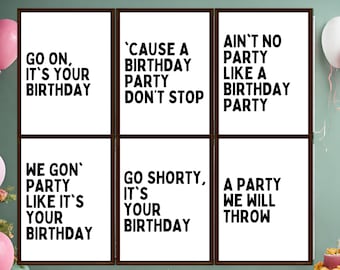 Impresión digital de hip hop, decoraciones de fiesta de hip hop de los años 80 90 00, conjunto de carteles imprimibles, rap, letras, cita, telón de fondo, fiesta de cumpleaños