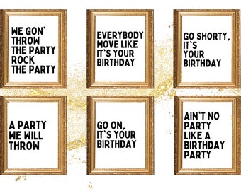Hip Hop Digital Print, 80s 90s 00s Hip Hop Party Decorations, Printable Poster Set, Rap, Lyrics, Quote, Backdrop, Birthday Party