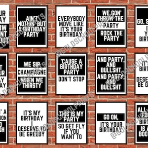 Hip Hop Birthday Party 80s 90s 00s Hip Hop Party Decorations, Printable Poster Set, Rap, Lyrics, Quote, Backdrop, Hip Hop Digital Print