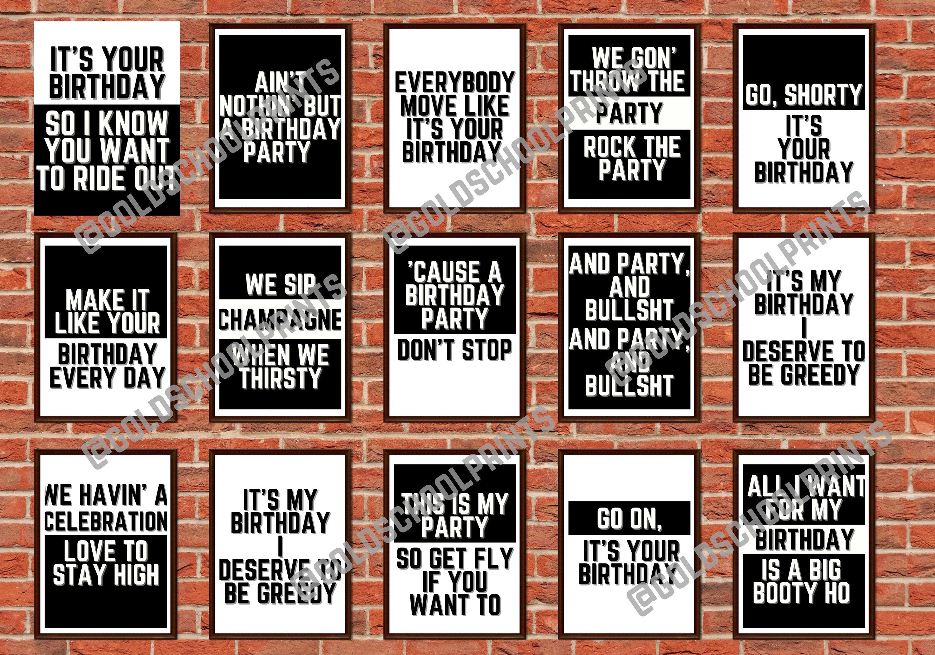 Hip Hop Birthday Party 80s 90s 00s Hip Hop Party Decorations, Printable Poster Set, Rap, Lyrics, Quote, Backdrop, Hip Hop Digital Print