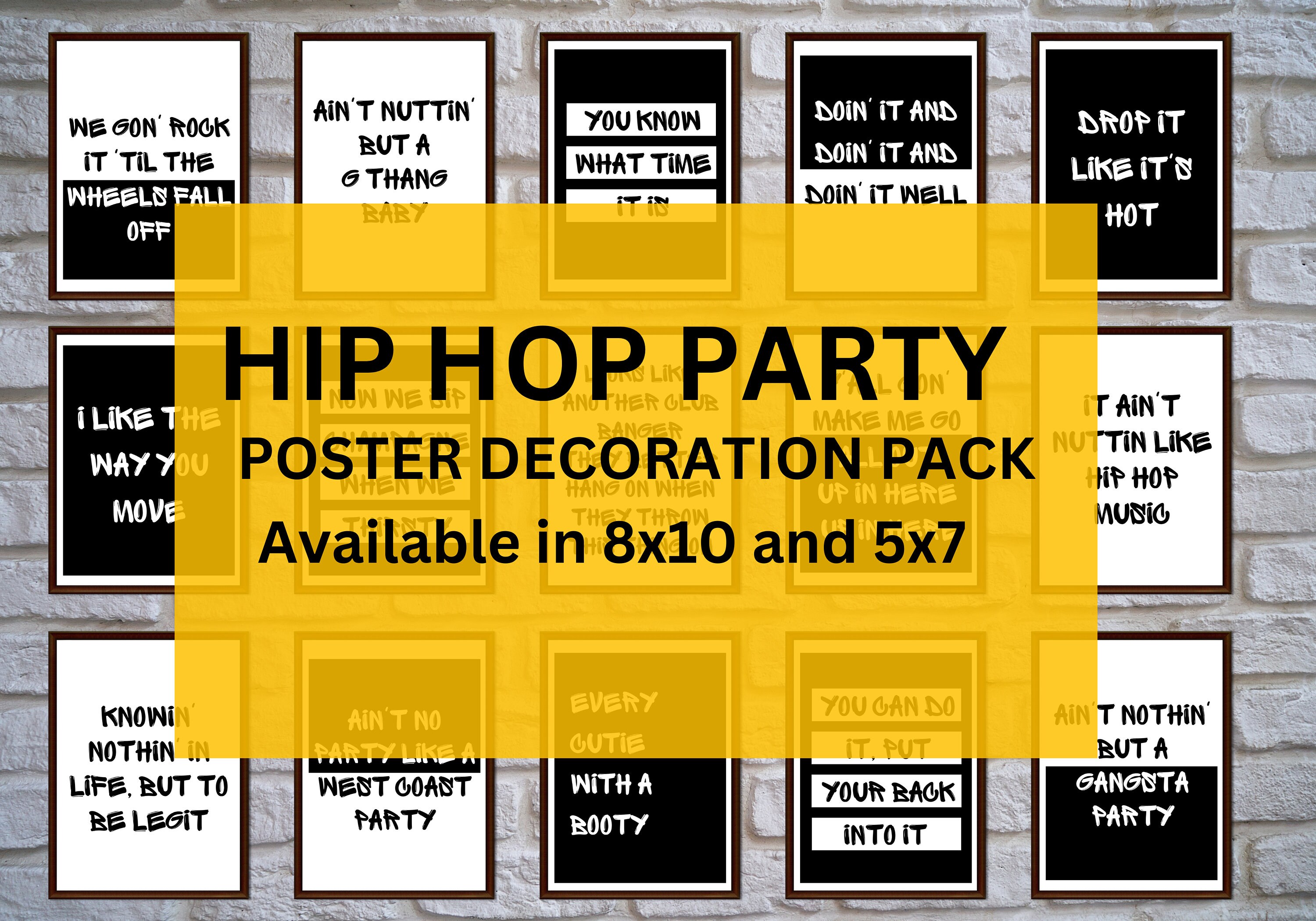 Hip Hop Digital Print, 80s 90s 00s Hip Hop Party Decorations