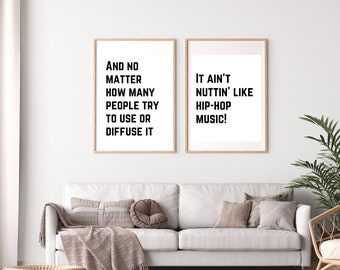 Hip Hop Digital Print, Wall Art, Downloadable, Hip hop Artist Digital Print, Portrait Wall Art, Old School Rap, Home Décor, Printable