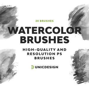 20 Watercolor Photoshop Brushes | High-Quality Brushes for Digital Art | Create Stunning Paint Effects | Realistic Watercolor Brushes