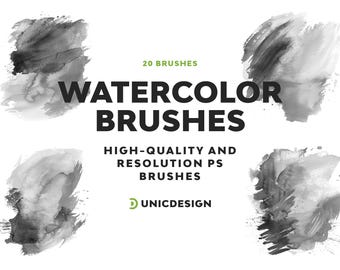 Watercolor Photoshop Brushes | 20 Digital Art Tools