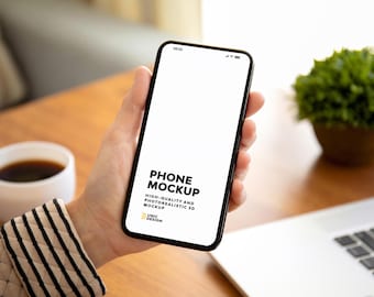 Hand Holding Phone Mockup: App UI Display Template (PSD File)