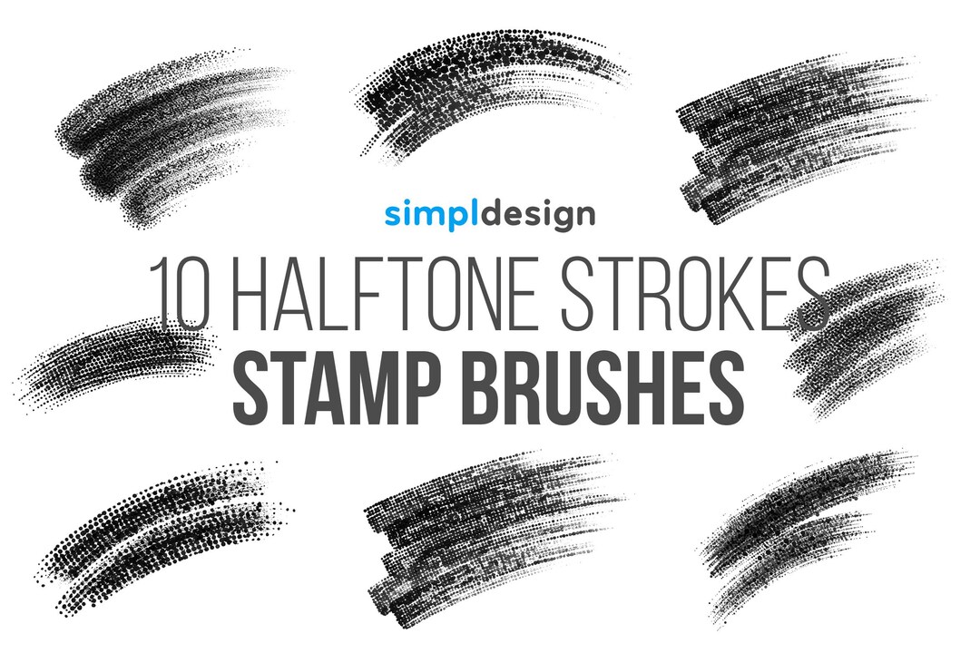 10 Halftone Strokes Photoshop Brushes, Retro Grunge Comic Texture Stamp ...