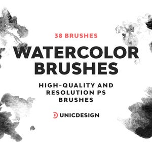 38 Watercolor Photoshop Brushes | Realistic Watercolor Effects | High-Quality Digital Brush Set