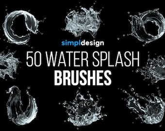 50 pinceles de Photoshop con efecto de salpicaduras de agua: conjunto de pinceles con efecto líquido realista