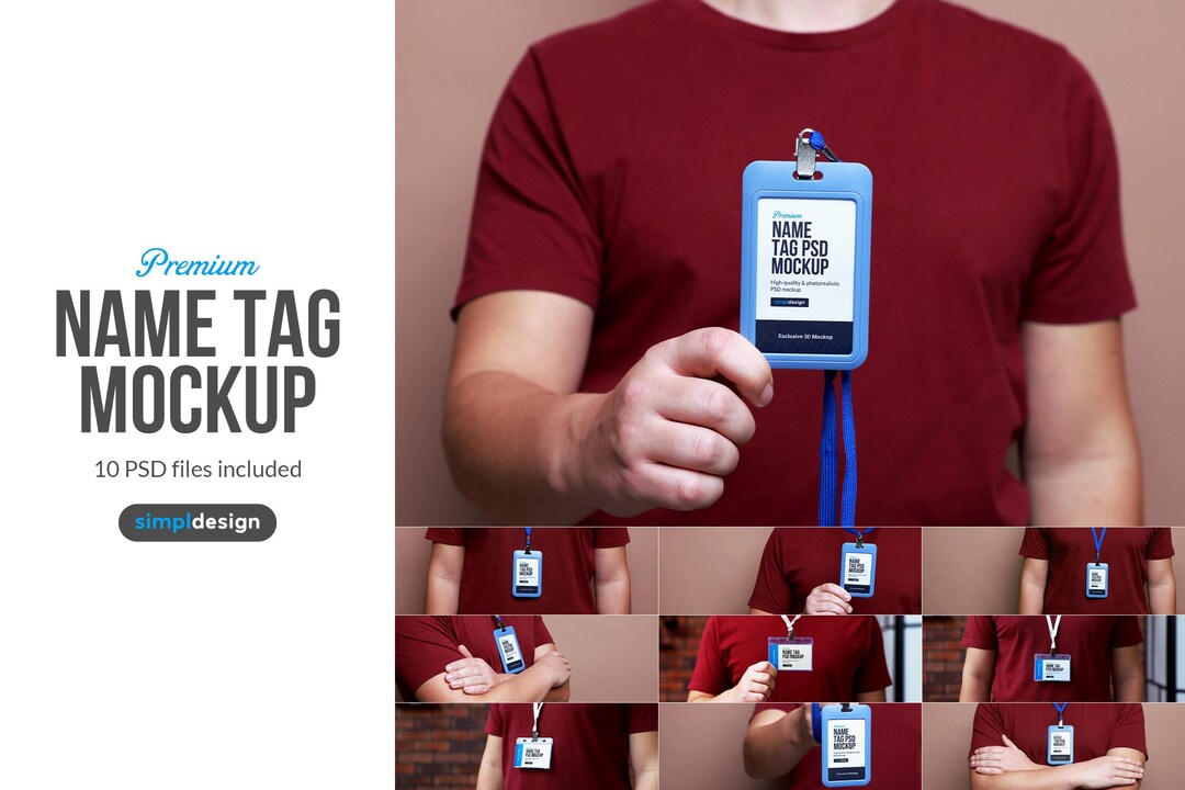 Showcase Name Tag Name Tag Mockup | Realistic Badge Mockup PSD | ID Card Template ...