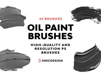 42 Oil Paint Photoshop Brushes | Realistic Painting Brush Set | Canvas Texture & Artistic Stroke Effects