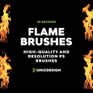 Realistic Flame Photoshop Brushes: Fire Effects, High-Res (Digital Download)