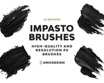 20 Impasto Photoshop Brushes: Realistic Paint Texture (Digital)
