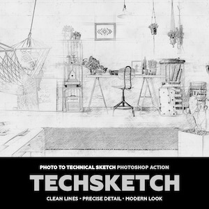 Efeito de foto para esboço: ação do Photoshop TechnicalArt (transformação de arte digital)