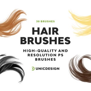 30 Hair Photoshop Brushes | Realistic Hair Strands & Textures | High-Detail Brush Set for Portraits | Digital Painting Tools