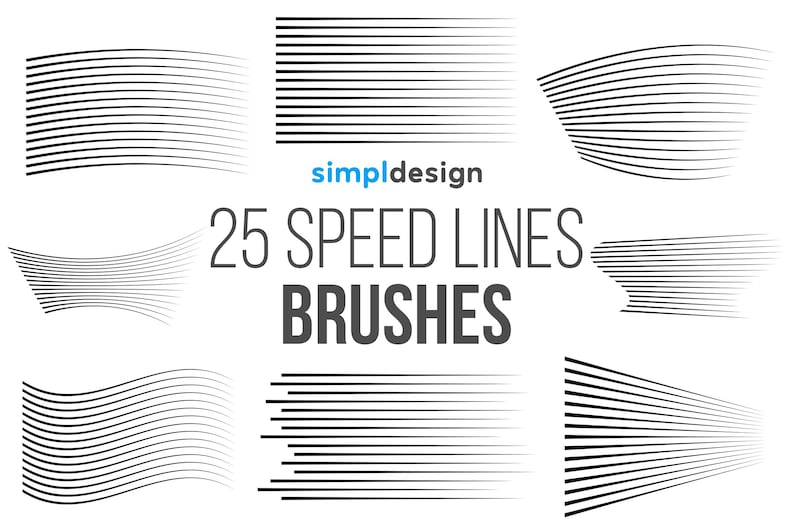 25 Speed Lines Photoshop Brushes: Dynamic Motion Effects (digital Art ...