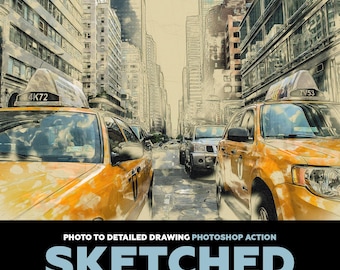 Photo to Detailed Drawing Photoshop Action: Sketch & Watercolor Effects