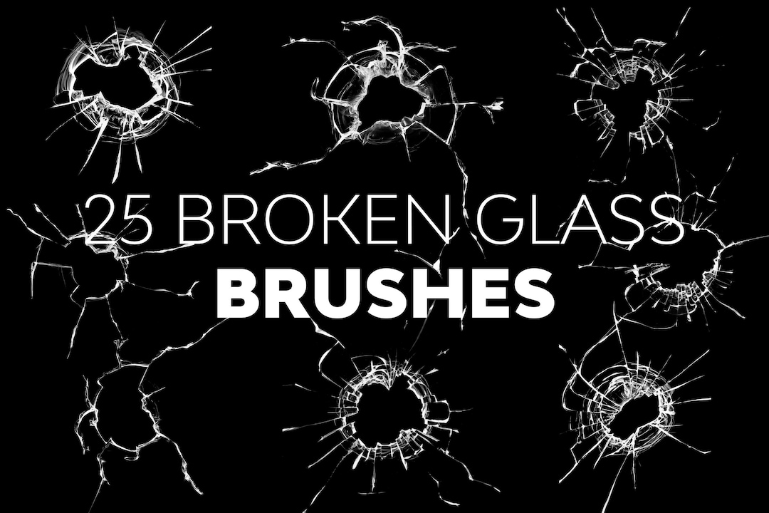 25 Broken Glass Photoshop Brushes | Realistic Glass Crack & Shatter ...
