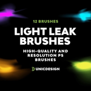 Light Leak Photoshop Brushes: Glow & Flare Effects (Instant Download)