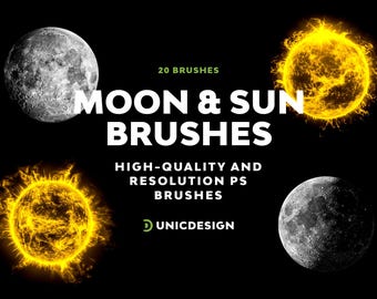 20 Moon & Sun Photoshop Brushes
