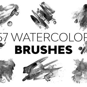 57 Watercolor Photoshop Brushes | Hand-Painted Brush Set | High-Res Textures for Digital Art | Artistic Effects Pack