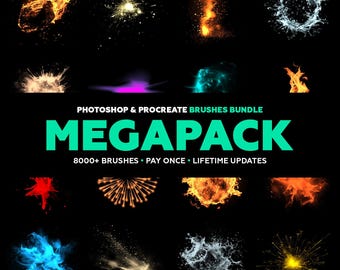 8000+ Photoshop & Procreate Brushes Mega Bundle – Watercolor, Oil, Texture, FX and More (Lifetime Updates)