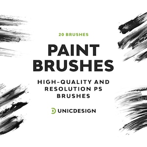 20 Paint Photoshop Brushes | High-Quality Brush Set for Artistic Effects | Watercolor, Oil, and Acrylic Brushes for Digital Art
