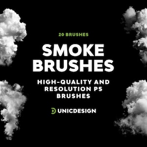 20 Smoke Photoshop Brushes | Realistic Smoke Brush Set | High-Resolution Smoke Effects | Digital Art & Photo Editing Tools