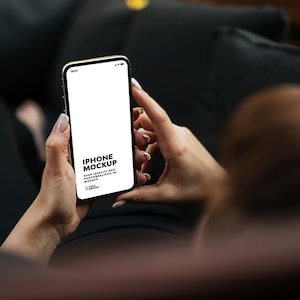 iPhone Mockup Set: Woman Hand Holding Phone PSD Templates (Digital Product)