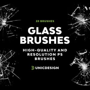20 Glass Photoshop Brushes | Shattered Glass Brush Set | Realistic Cracked Glass Effect | High-Res PS Brushes