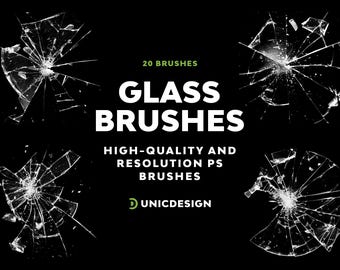 Pincéis de Photoshop para Vidro Quebrado: Efeito Rachado Realista (20 Pincéis PS de Alta Resolução)