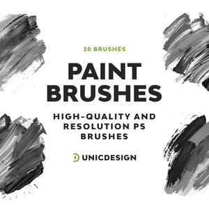 20 Paint Photoshop Brushes | Realistic Brush Stroke Effects | High-Quality Artistic Tools | Perfect for Digital Painting & Textures