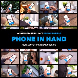 iPhone Mockups Bundle | 40+ Phone in Hand PSDs, App & UI Presentation