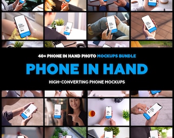 iPhone Mockups Bundle | 40+ Phone in Hand PSDs, App & UI Presentation
