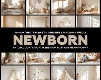 Neutral Baby Photography Backdrops | Soft Nursery Studio (Digital Download Bundle)
