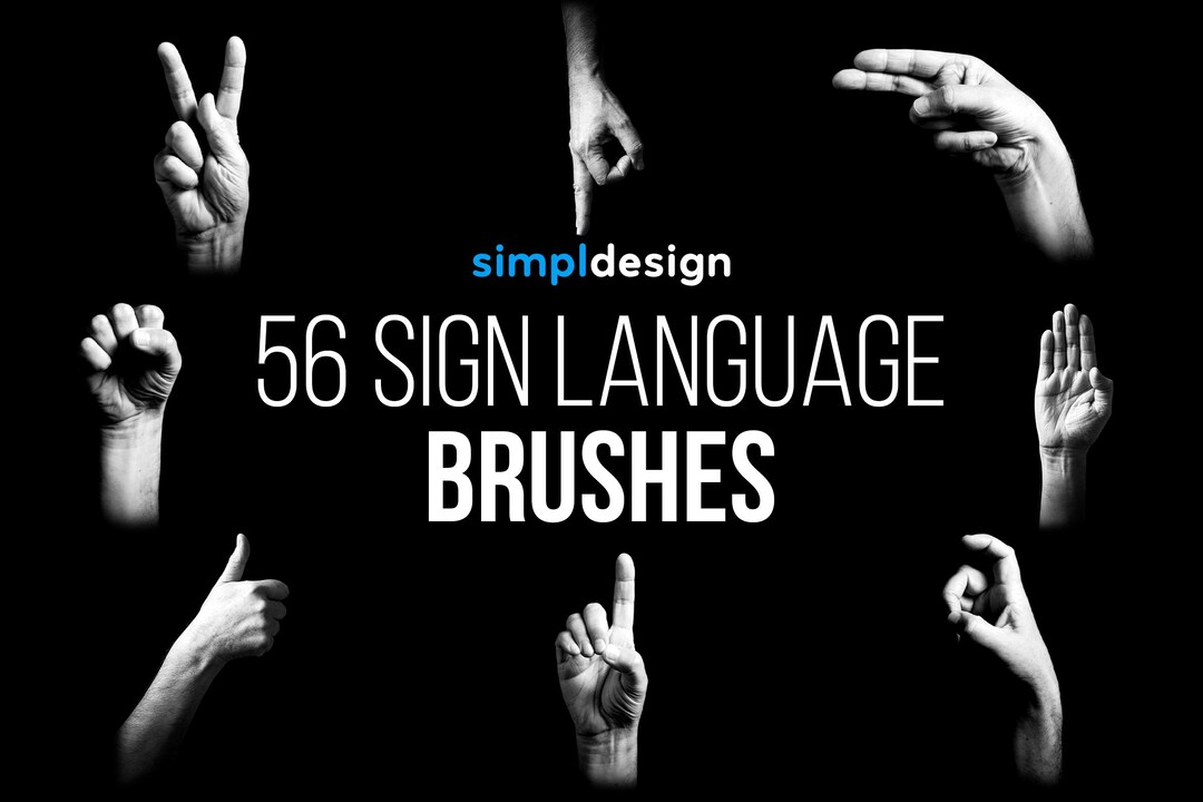 Numbers 56 Asl 56 Sign Language Photoshop Brushes: ASL Alphabet Hand Gestures - Etsy