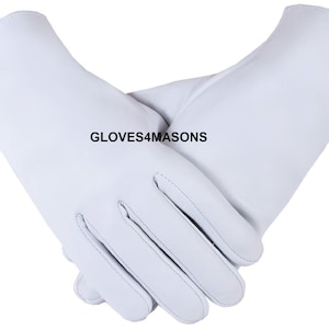 Real Kid Leather Freemasons Plain White Gloves