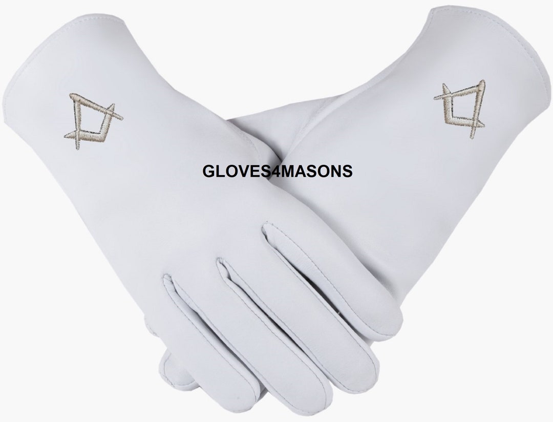 Freemasons Masonic White Cotton Gloves In Navy Blue S&C - Foto 6