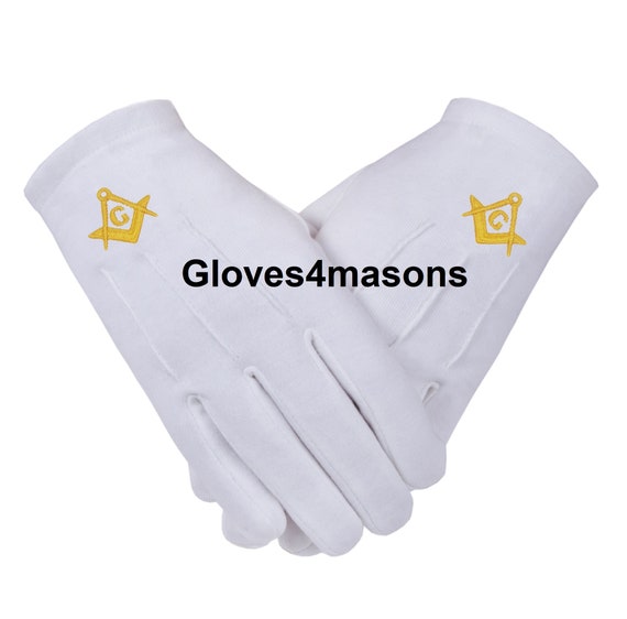 Gants Maçonniques En Coton Uni Blanc - Taille Universelle Pour Hommes Et Femmes | Pour Cérémonies Et Occasions