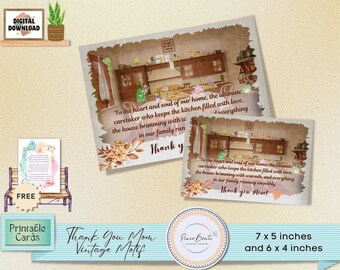 Thank You Mom Card: Vintage Kitchen Printable (PDF 5x7 4x6 inches)