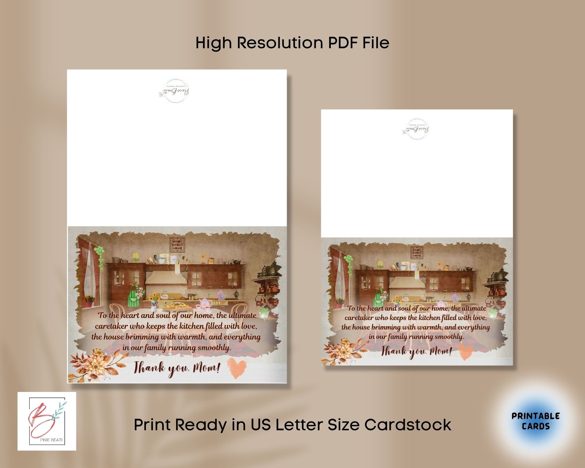 Thank You Mom Card, Mother's Day Card Printable, Printable Cards Mother ...