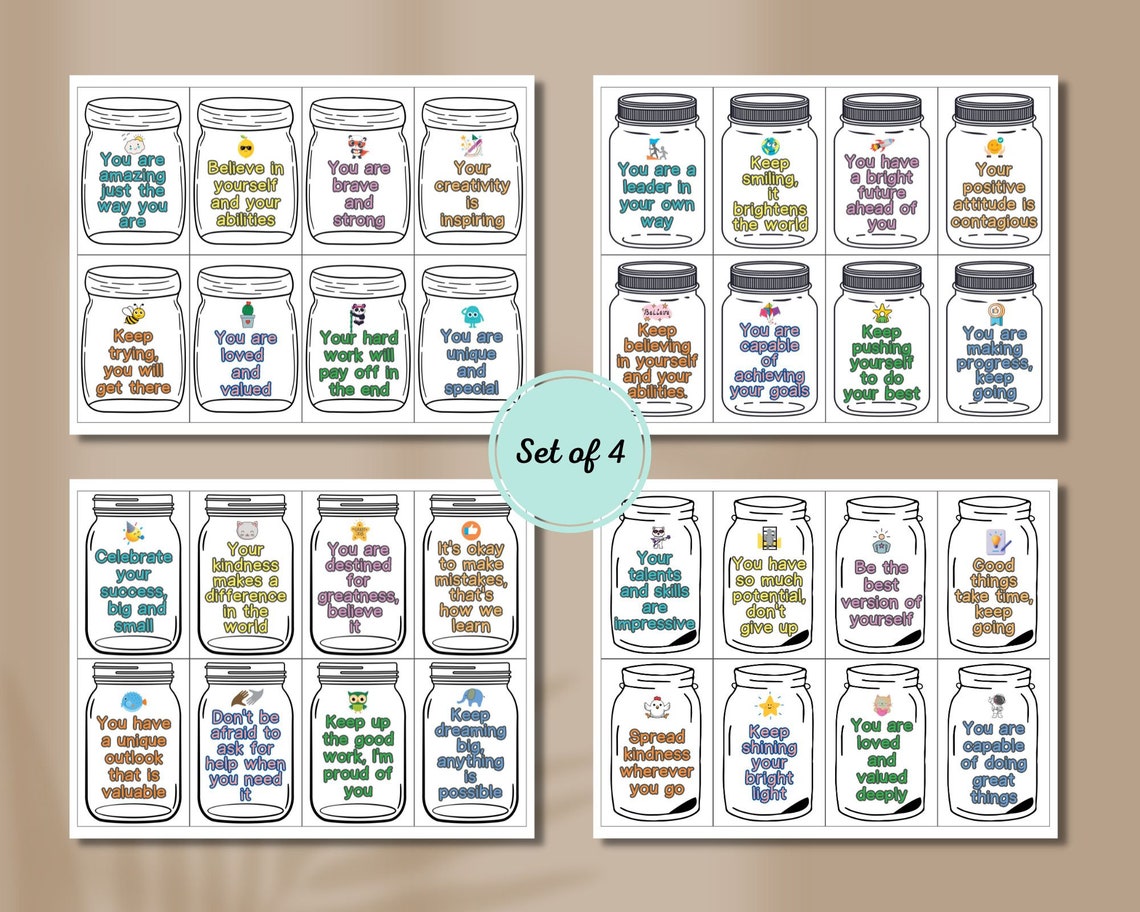 Mason Jar Kids Affirmation Cards: Printable Lunchbox Notes (PDF) - Etsy