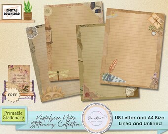 Nostalgic Notes stationery collection | pintable writing paper | printable vintage-inspired stationery set for classic letter writing | PDF