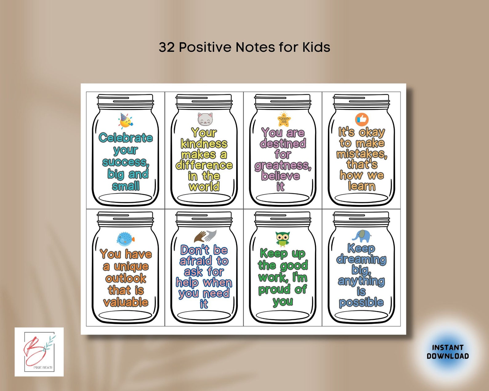 Mason Jar Kids Affirmation Cards: Printable Lunchbox Notes (PDF) - Etsy