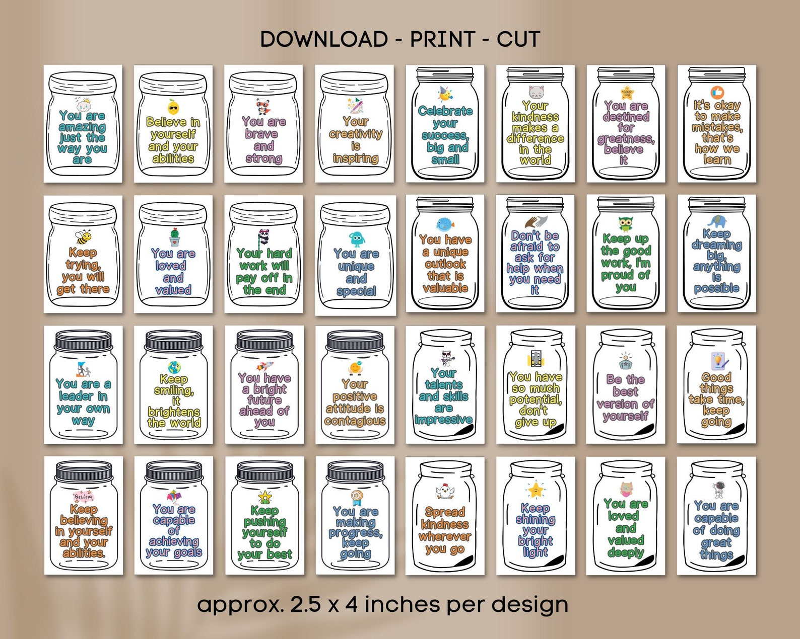Mason Jar Kids Affirmation Cards: Printable Lunchbox Notes (PDF) - Etsy